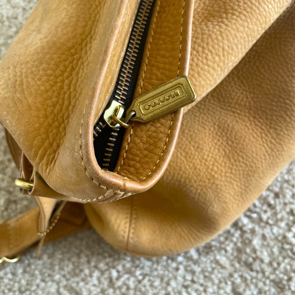 Tan leather coach purse